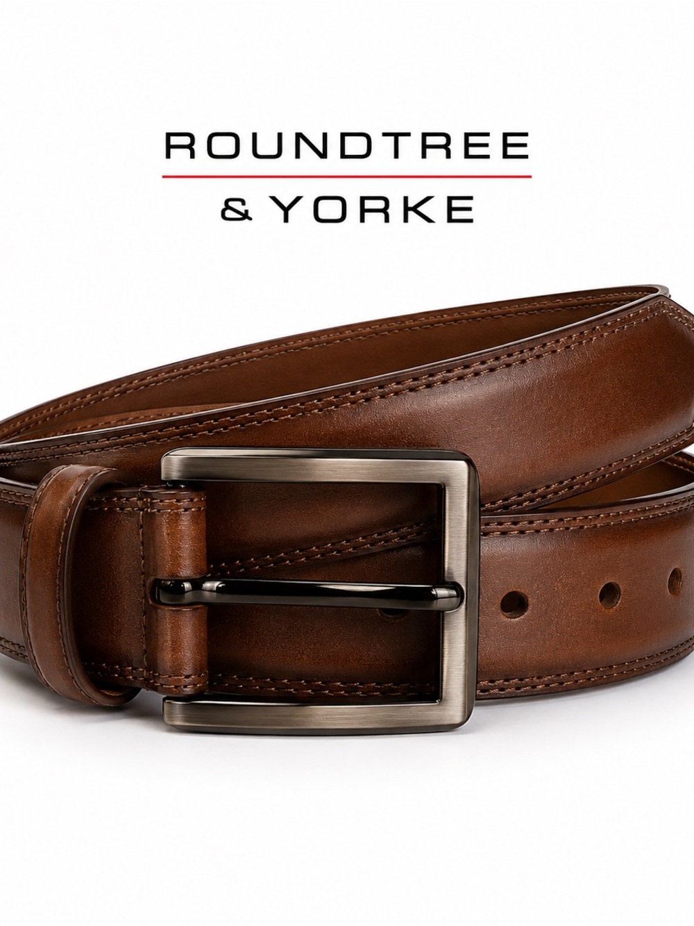 Roundtree & Yorke Brown Leather Belt Size 46 NWT